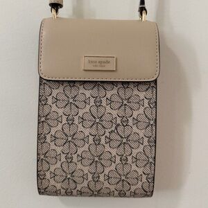 Kate Spade Tan and Black Floral Leather Crossbody Bag